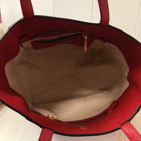 PRADA RED TOTE BAG LEATHER VGUC - - Picture 6 of 8